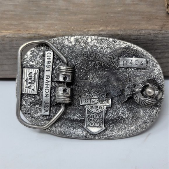 Harley Davidson Belt Buckle Born In USA 1991 Baron - Picture 5 of 7